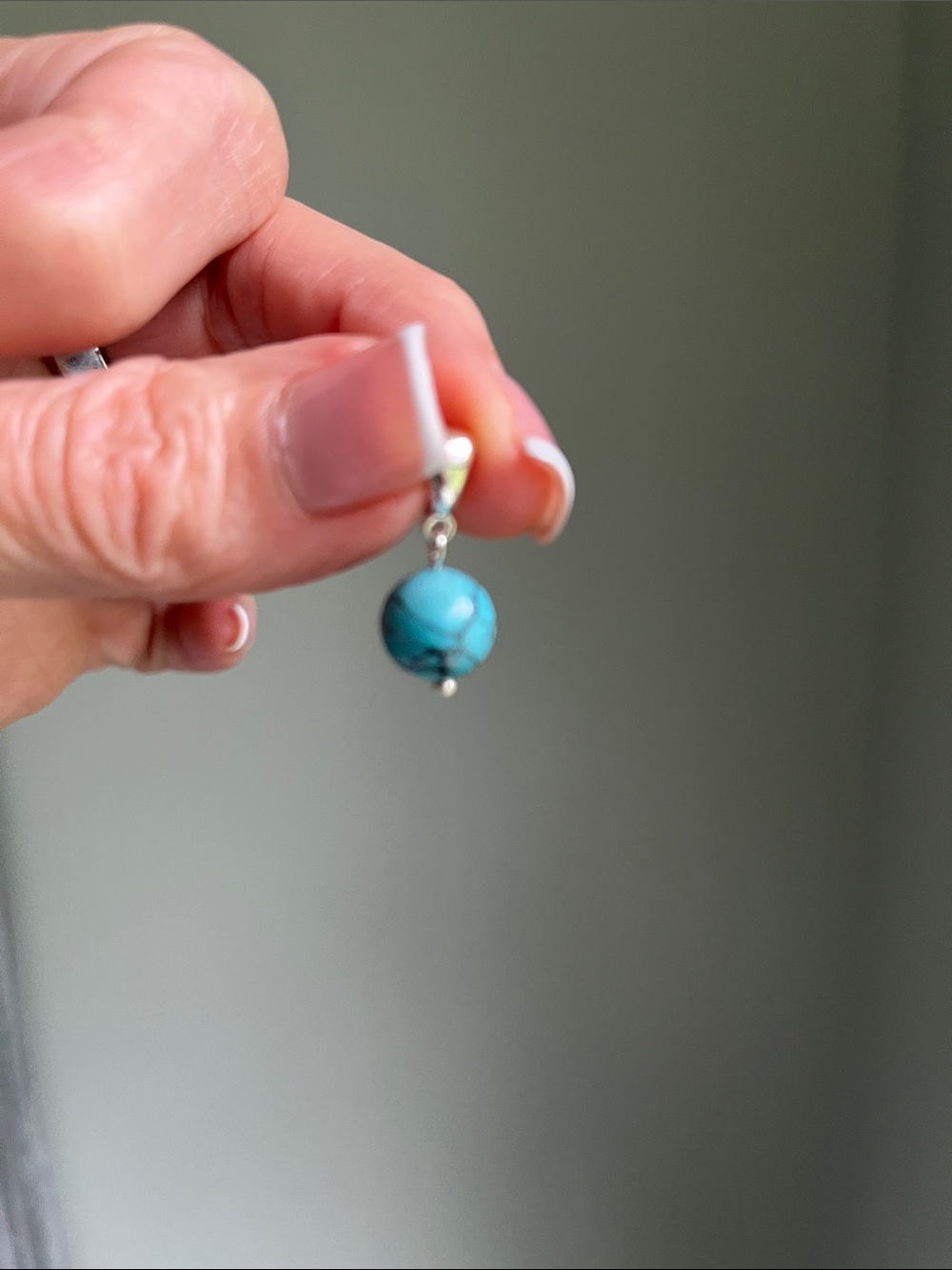Turquoise Bead Dangle Pendant in Sterling Silver - Picture 5 of 6